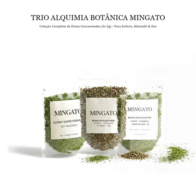 Trio Alquimia Botânica Felina (Coleção com as 3 Doses de 5g) — Grau Botânico Concentrado para Bem-Estar Felino Mingato